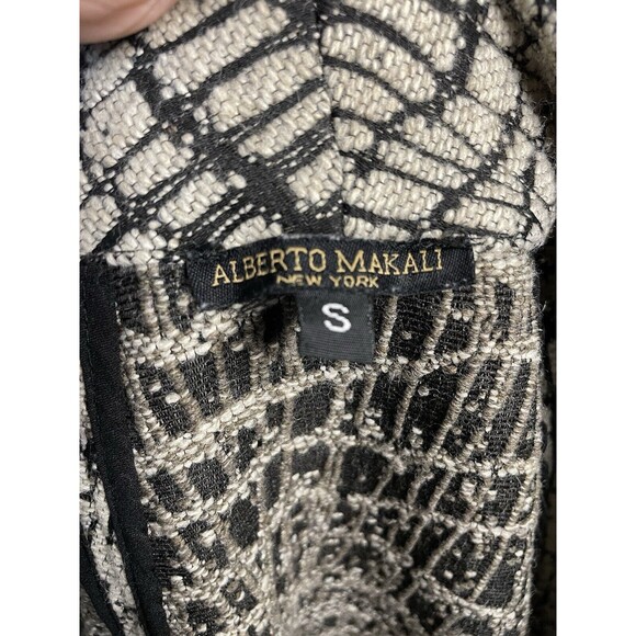 Alberto Makali Cropped Sleeve Open Blazer Leather Detailing Tweed Brown Size S - Picture 8 of 11